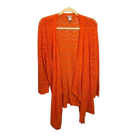 Chico's Sweater Women's Size XL Knit‎ Cardigan open front Chicos 3 orange - Picture 1 of 4